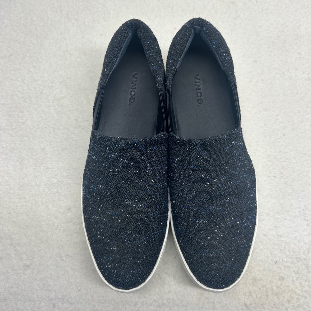 Vince Womens Warren Platform Slip On Sneakers Navy‎ Speckled Tweed Size 8.5